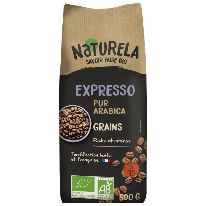 Lot de 9 NATURELA Café en grain Expresso Pur arabica - 500g