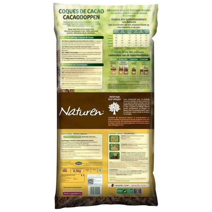 NATUREN Paillage Coques de Cacao - 50L