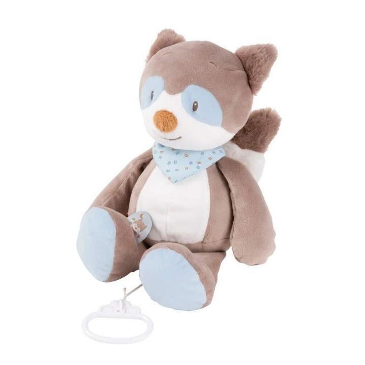 NATTOU Peluche musicale Bob le raton laveur - 100% polyester - 30 cm -