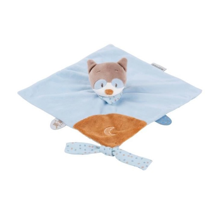 NATTOU Doudou Bob le raton laveur - 100% polyester - Bleu - Des la nai