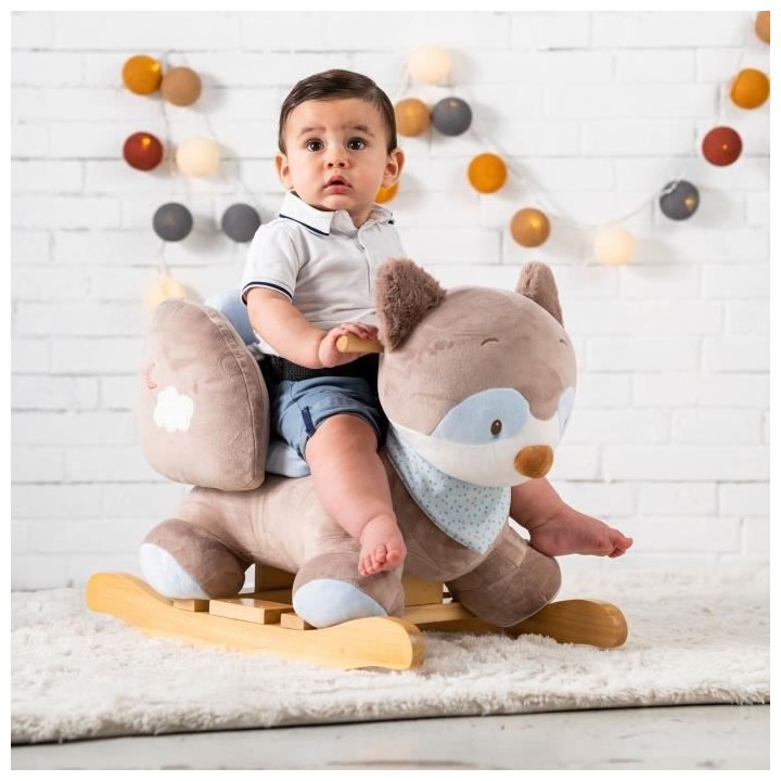 NATTOU Bascule Bob le raton laveur - Peluche 100% polyester, socle et