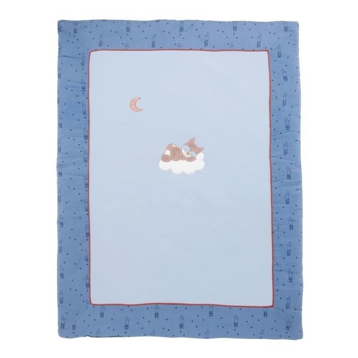 NATTOU Plaid Jim & Bob - 100% polyester - 75 x 100 cm - Bleu