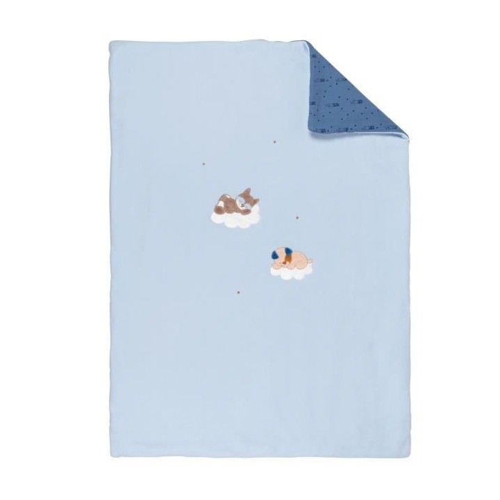 NATTOU Plaid Jim & Bob - 100% polyester - 100 x 135 cm - Bleu