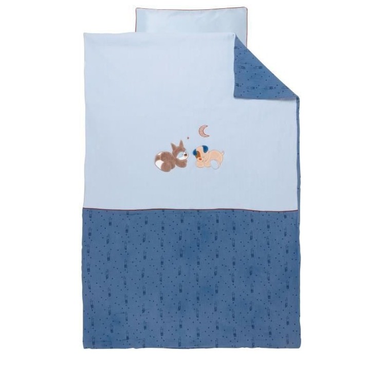 NATTOU Housse de couette Jim & Bob - 100 x 140 cm + Taie d'oreiller 40