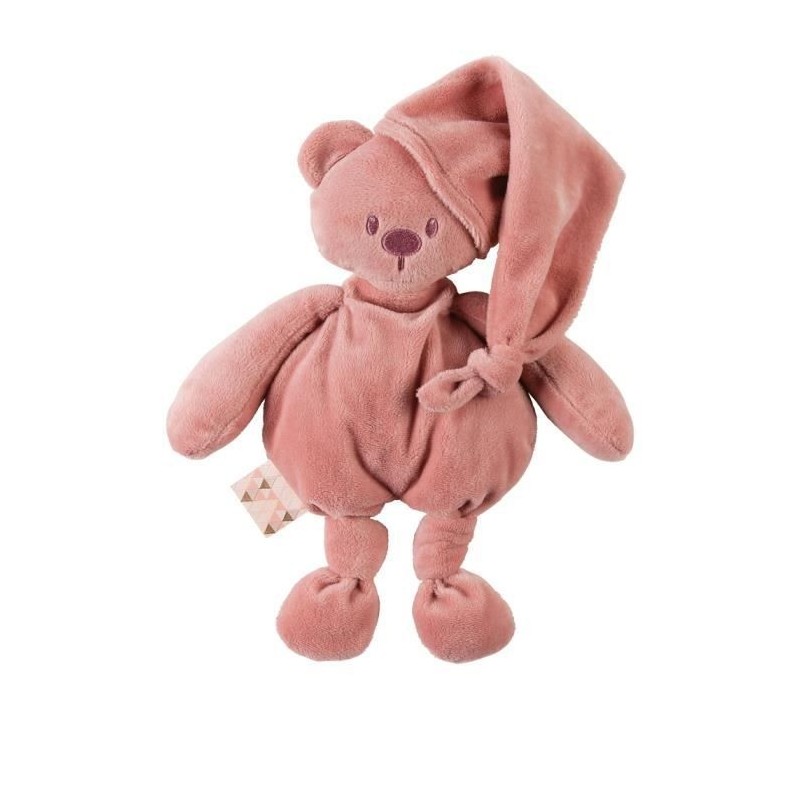 NATTOU Peluche Ours - En tissu recyclé - Vieux rose