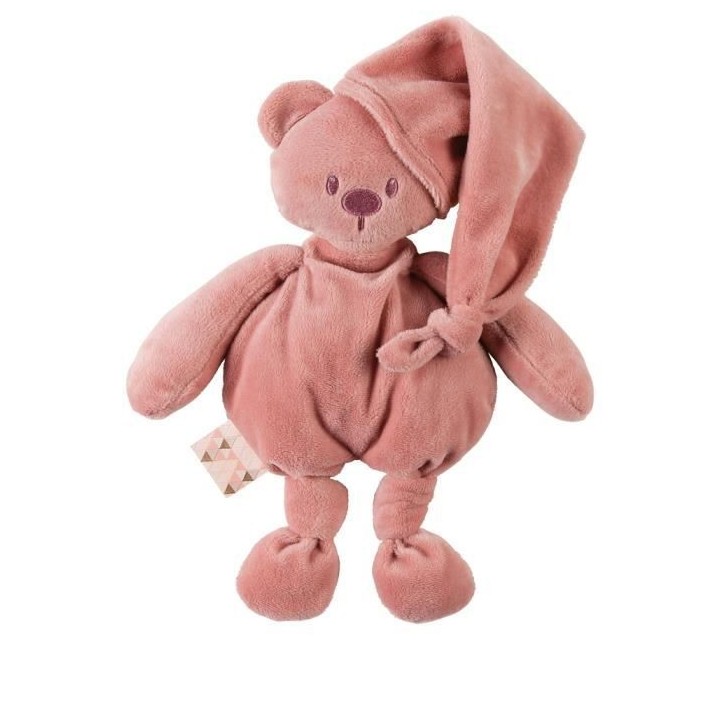 NATTOU Peluche Ours - En tissu recyclé - Vieux rose