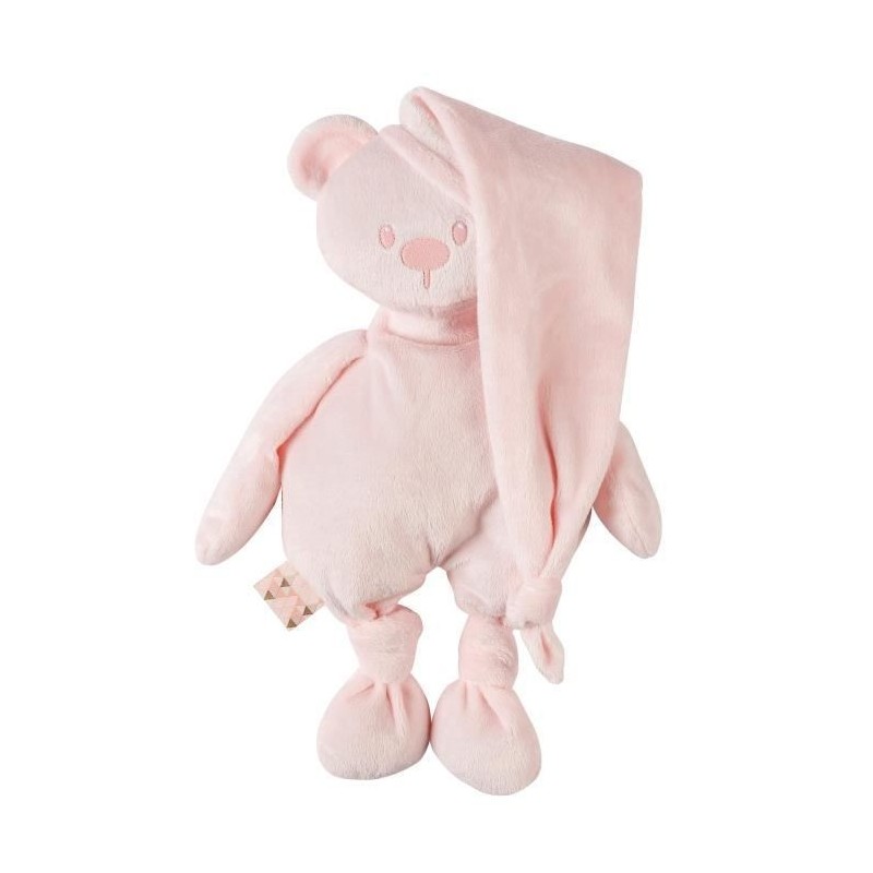 NATTOU Peluche Ours - En tissu recyclé - Rose clair