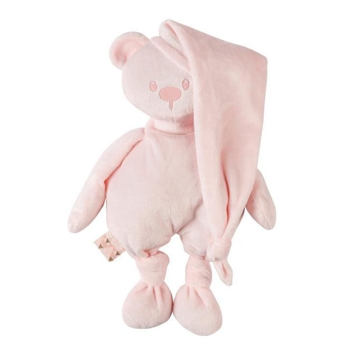 NATTOU Peluche Ours - En tissu recyclé - Rose clair