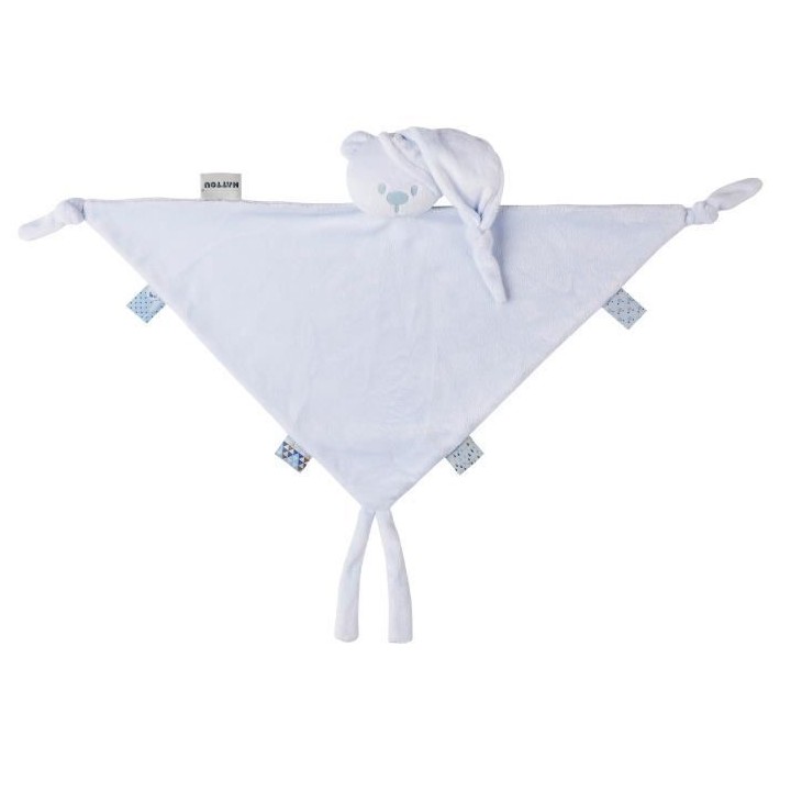 NATTOU Ours maxi doudou - En tissu recyclé - Bleu clair