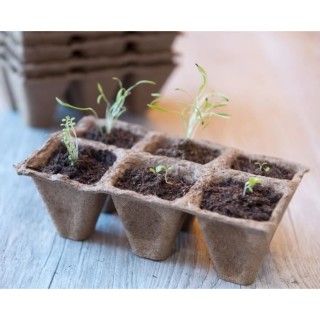 Lot de 10 pots tourbe de 6 alvéoles 5x5x5 cm