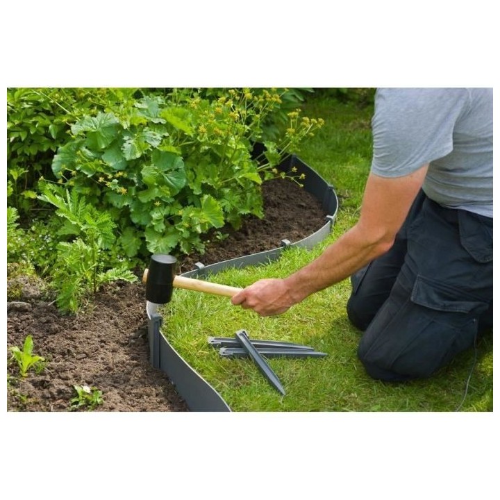 NATURE Lot de 10 ancres pour bordure de jardin - Polypropylene - Gris