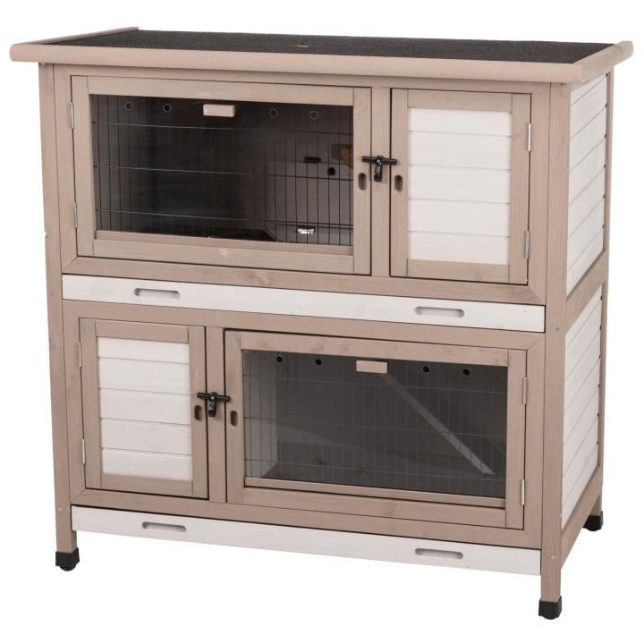 TRIXIE Clapier avec isolation Natural - 2 étages - 116 x 113 x 65 cm