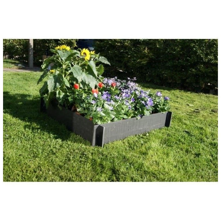 NATURE Carré Potager Borderfix épaisseur 10mm - 100x100xH19cm - Noir