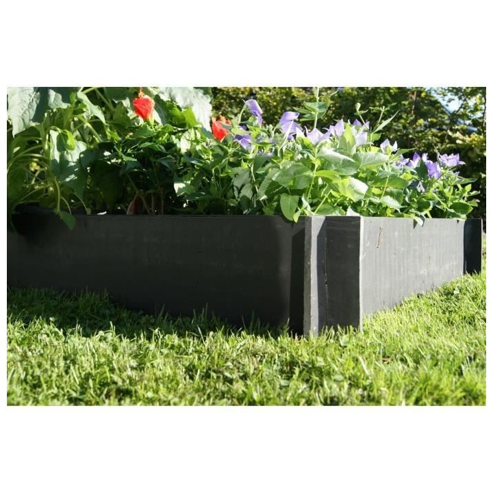 NATURE Carré Potager Borderfix épaisseur 10mm - 100x100xH19cm - Noir