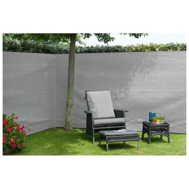 NATURE Natte brise-vue avec set de fixation - En HDPE - Gris clair - O
