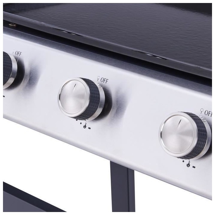 CHARLY Plancha gaz 3 feux sur chariot - Acier émaillée - 60 x 35 cm