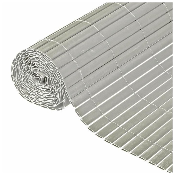 NATURE Canisse double face PVC - 1500 g/m² - Set de fixation - Gris -