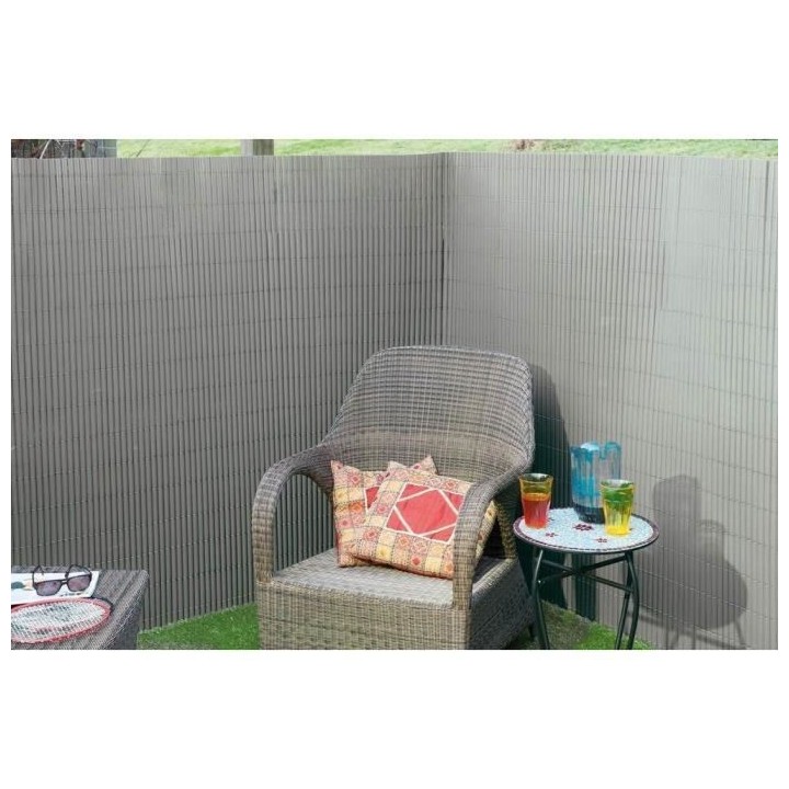 NATURE Canisse double face PVC - 1500 g/m² - Set de fixation - Gris -