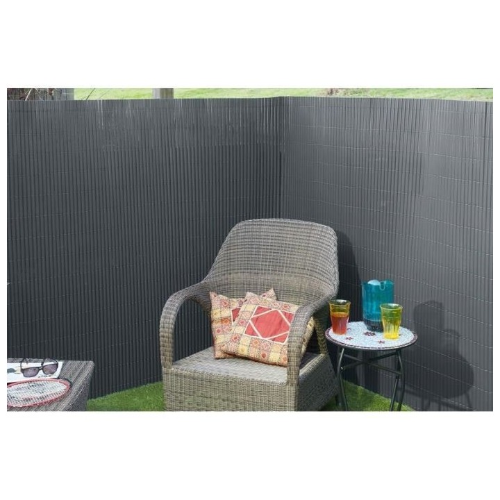 NATURE Canisse double face PVC - 1500 g/m² - Set de fixation - Gris a