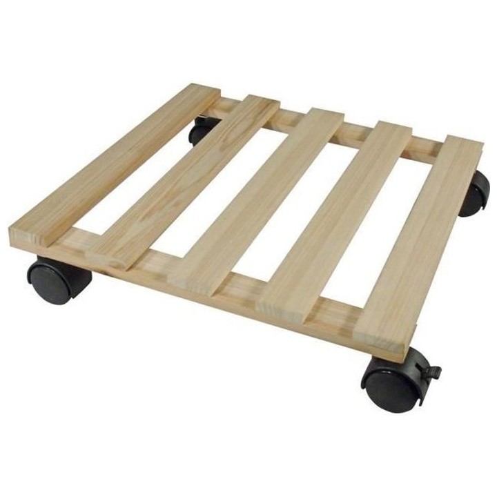 NATURE Tablette a roulettes pour plantes - Sapin - H7,4 x 35 x 35 cm