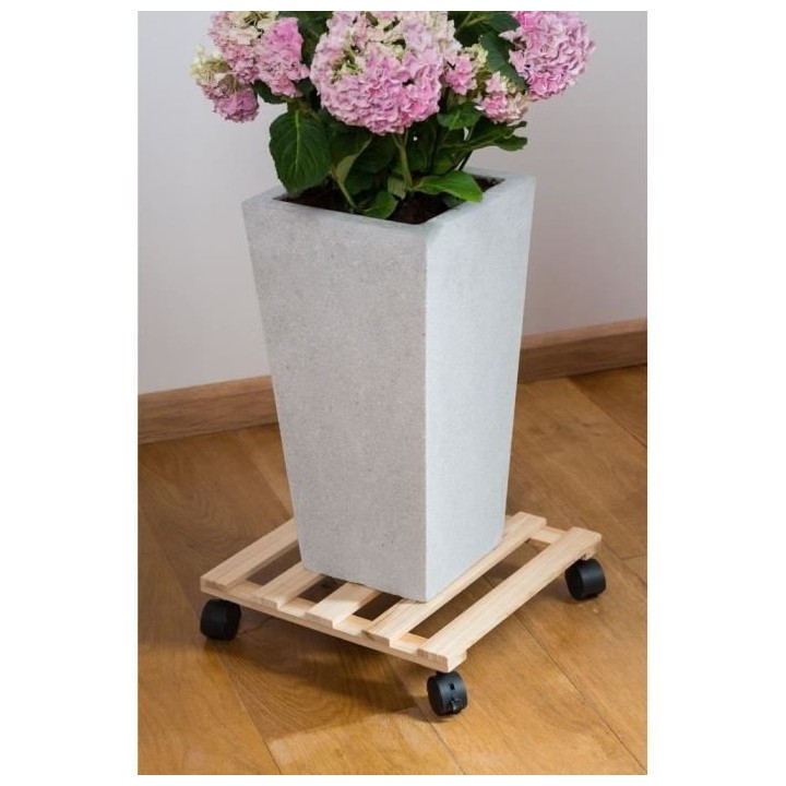 NATURE Tablette a roulettes pour plantes - Sapin - H7,4 x 35 x 35 cm
