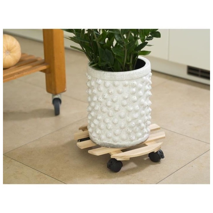 NATURE Tablette a roulettes pour plantes - Sapin - H7,4 x Ø35 cm
