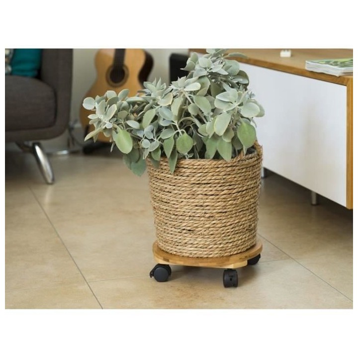 NATURE Tablette a roulettes pour plantes - Bambou composite - H8 x Ø3