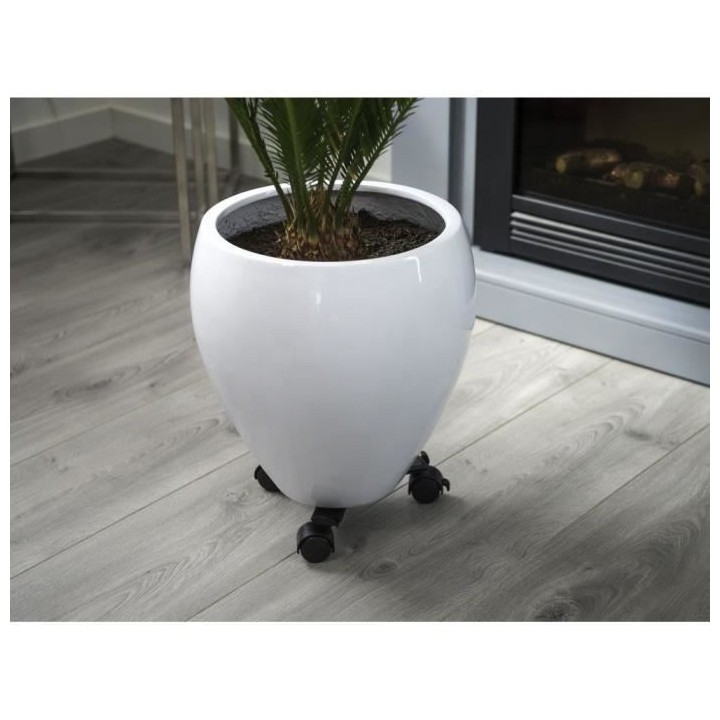 NATURE Tablette a roulettes pour plantes extensible - Métal noir - H6