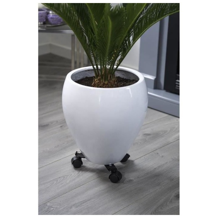 NATURE Tablette a roulettes pour plantes extensible - Métal noir - H6