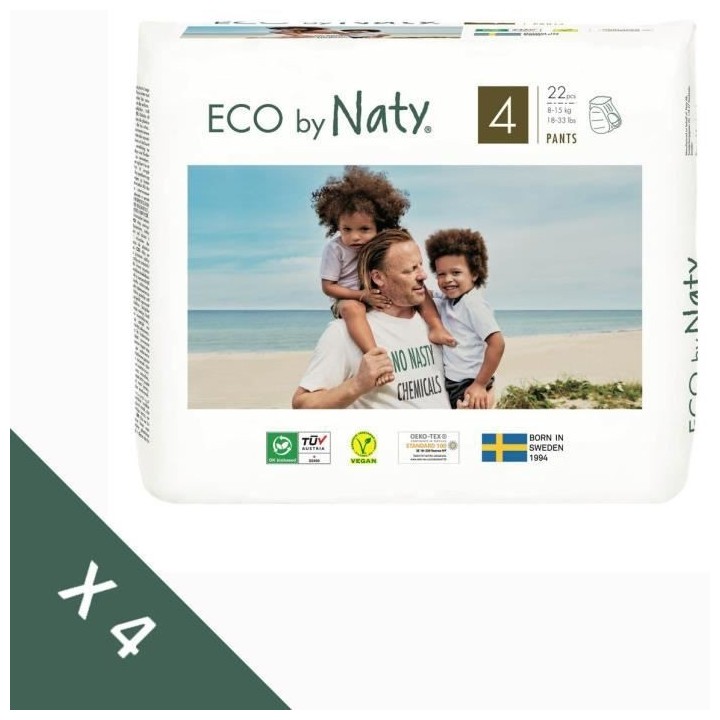 NATY - Lot de 4 paquets de Culottes d'apprentissage Taille 4 Maxi 8-15