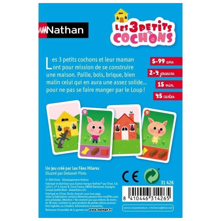 NATHAN - Les 3 Petits Cochons - Jeu de Cartes