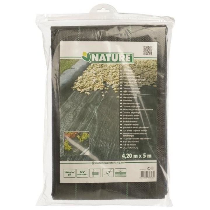 Nature Bâche de sol de contrôle des mauvaises herbes 4,2x5 m Noir