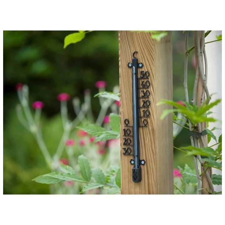 NATURE Thermometre mural profilé d'extérieur en métal époxy noir