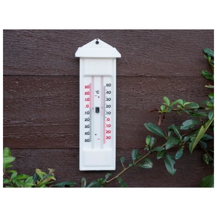 NATURE Thermometre MIN-MAX mural d'extérieur en plastique blanc