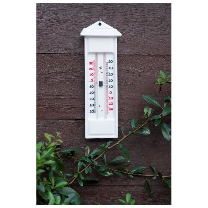 NATURE Thermometre MIN-MAX mural d'extérieur en plastique blanc