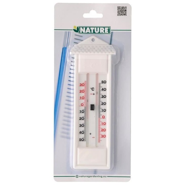 NATURE Thermometre MIN-MAX mural d'extérieur en plastique blanc