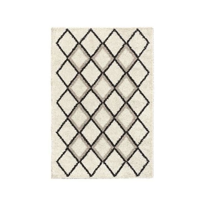 NAZAR SUZAN Tapis de salon Shaggy - Style berbere - 150 x 220 cm - Cre