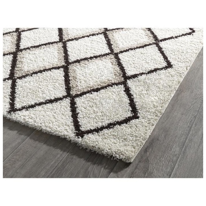 NAZAR SUZAN Tapis de salon Shaggy - Style berbere - 150 x 220 cm - Cre