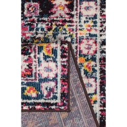 NAZAR Tapis EMA vintage coloré - 120 x 170 cm - Bleu, beige et rouge