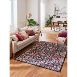 NAZAR Tapis EMA vintage coloré - 120 x 170 cm - Bleu, beige et rouge