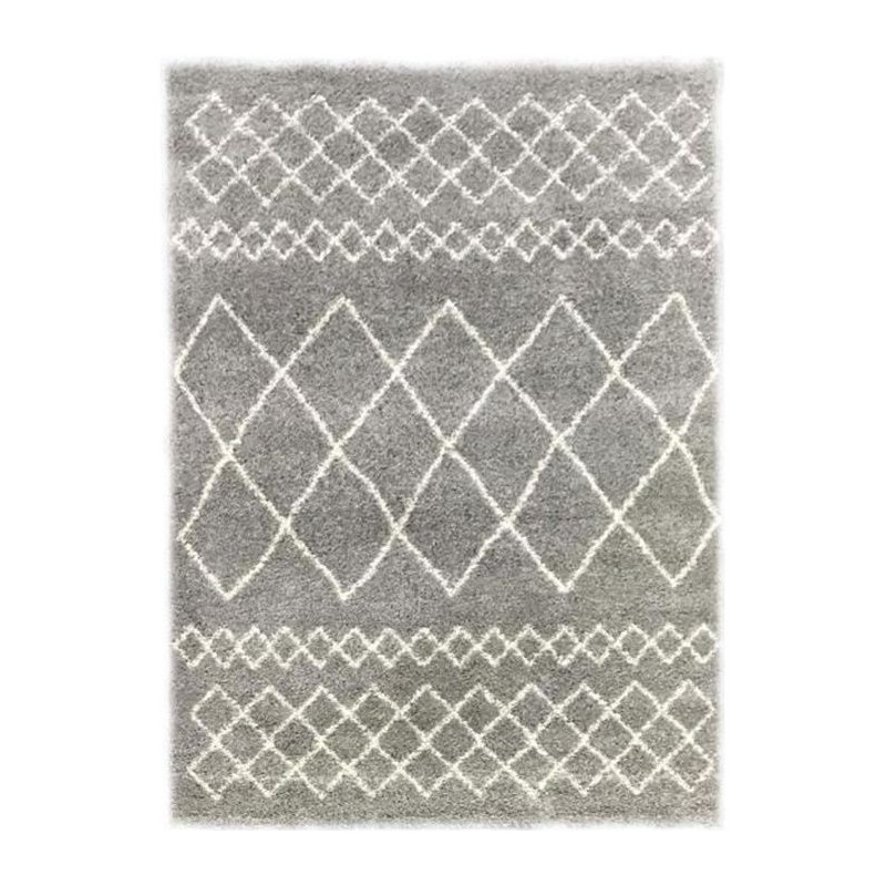 NEW ASMA Tapis de salon Shaggy - Style berbere - 150 x 220 cm - Gris