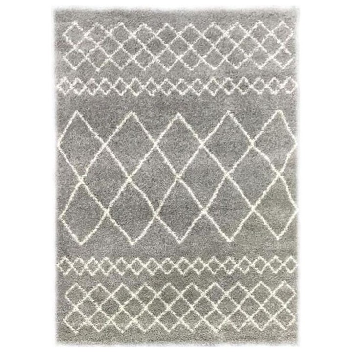 NEW ASMA Tapis de salon Shaggy - Style berbere - 150 x 220 cm - Gris