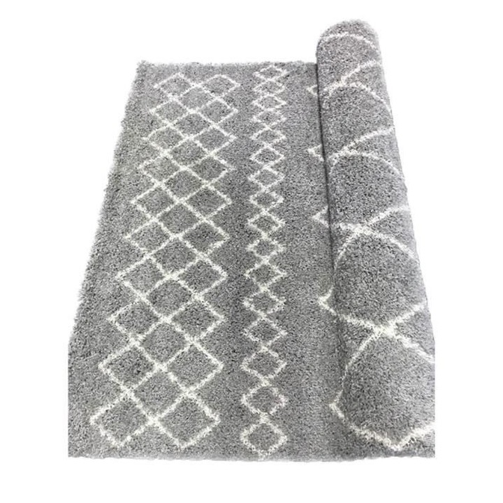 NEW ASMA Tapis de salon Shaggy - Style berbere - 150 x 220 cm - Gris