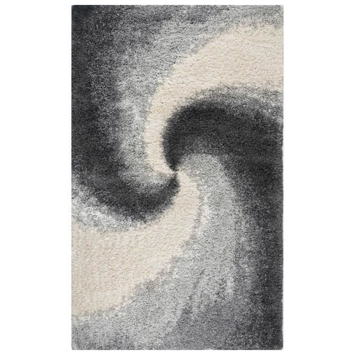 Tapis Moderne poils longs - Gris et Anthracite - 100% polypropylene -