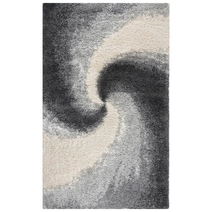 Tapis Moderne poils longs - Gris et Anthracite - 100% polypropylene -