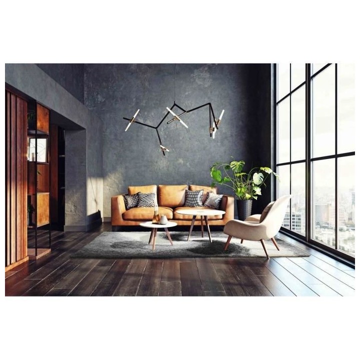 Tapis Moderne poils longs - Gris et Anthracite - 100% polypropylene -