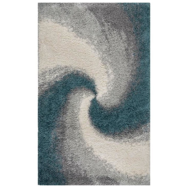 Tapis Moderne poils longs - Bleu et Gris - 100% polypropylene - 120 x