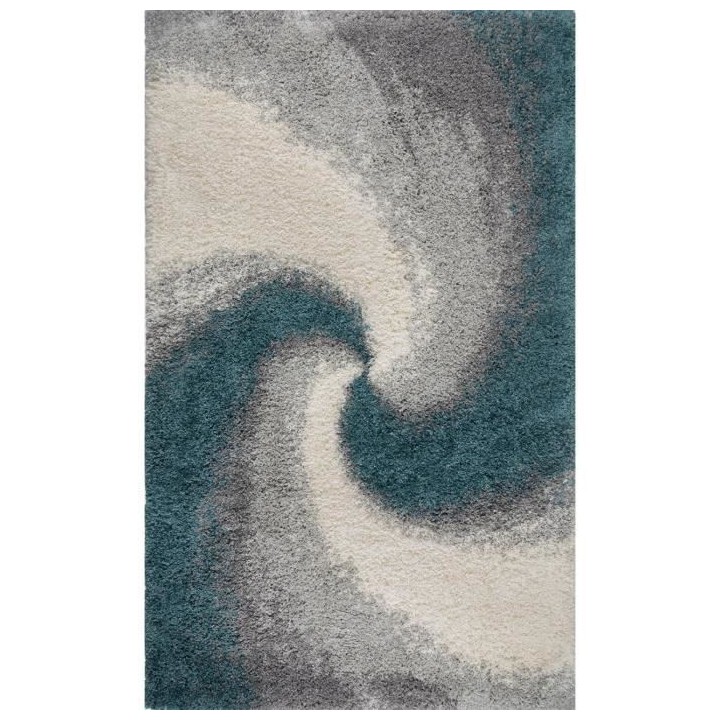Tapis Moderne poils longs - Bleu et Gris - 100% polypropylene - 120 x