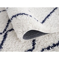 NAZAR Tapis de salon Shaggy longues meches style Berbere PIA - 120 x 160 cm - Blanc et bleu