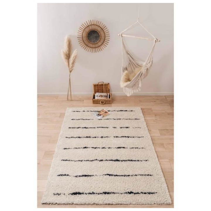 NAZAR Tapis de salon Shaggy longues meches style Berbere LINEA - 120 x